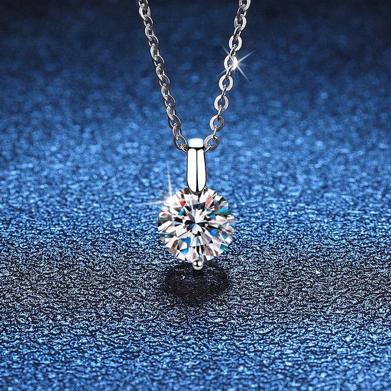 

XL077 Lefei Fashion Luxury Classic Trend 1ct Moissanite Simple Round Necklaces For Women Real 925 Sterling Silver Party Jewelry