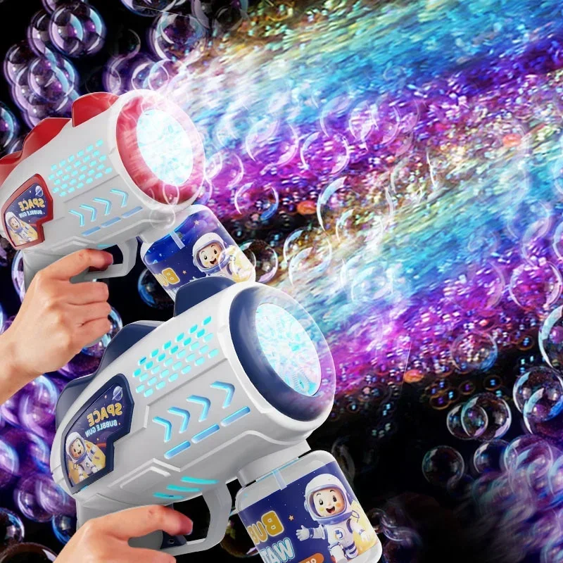 New Astronaut Electric Bubble Gun Kids Toy Bubbles Machine Automatic Soap Blower Fully Automatic Bubble Gun Rocket Bubbles Gun