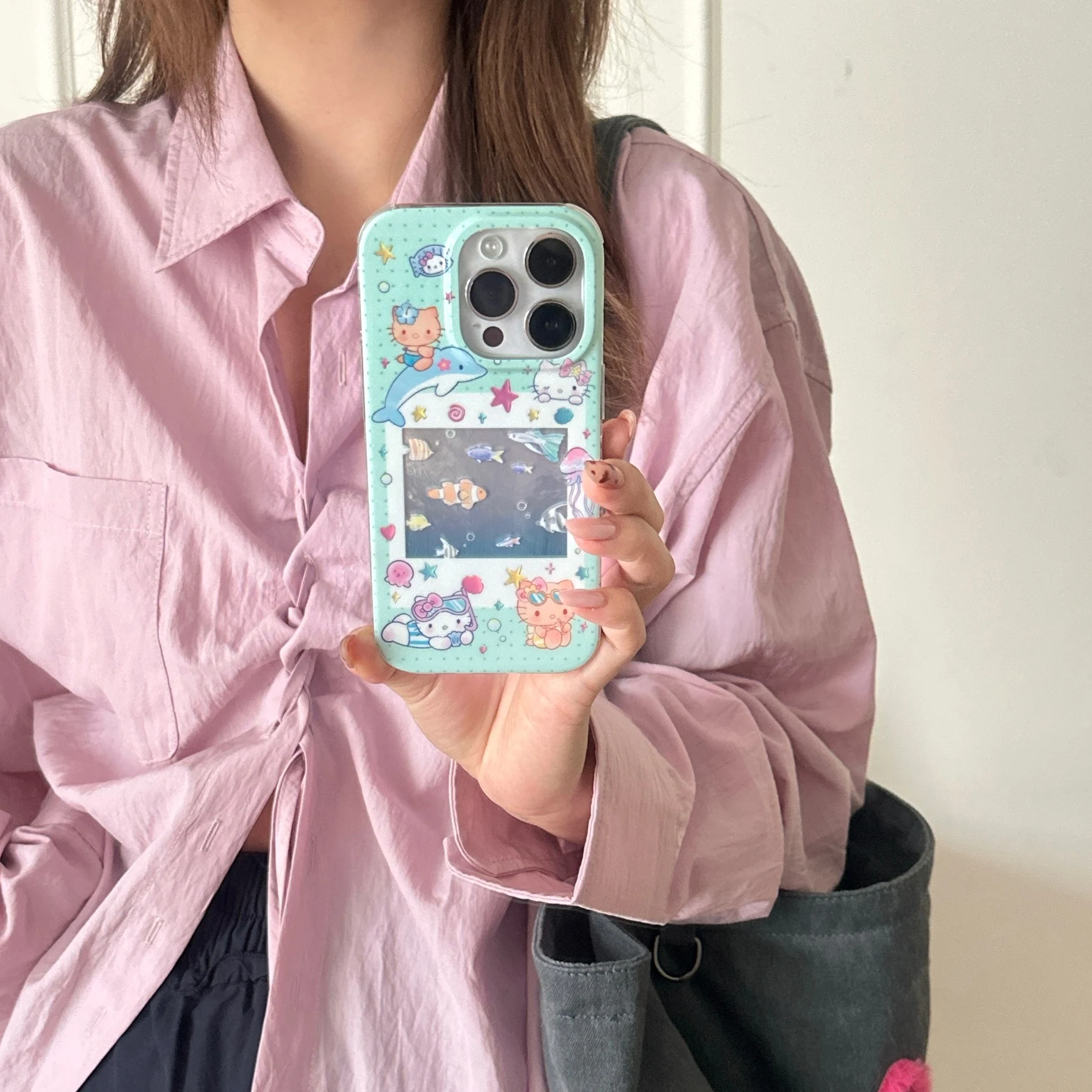 

Korea INS Ocean Kitty Cute Protective Cover for iPhone 15 Pro 16 14 Pro Max Cases Polka Dolphin Cartoon New Shockproof