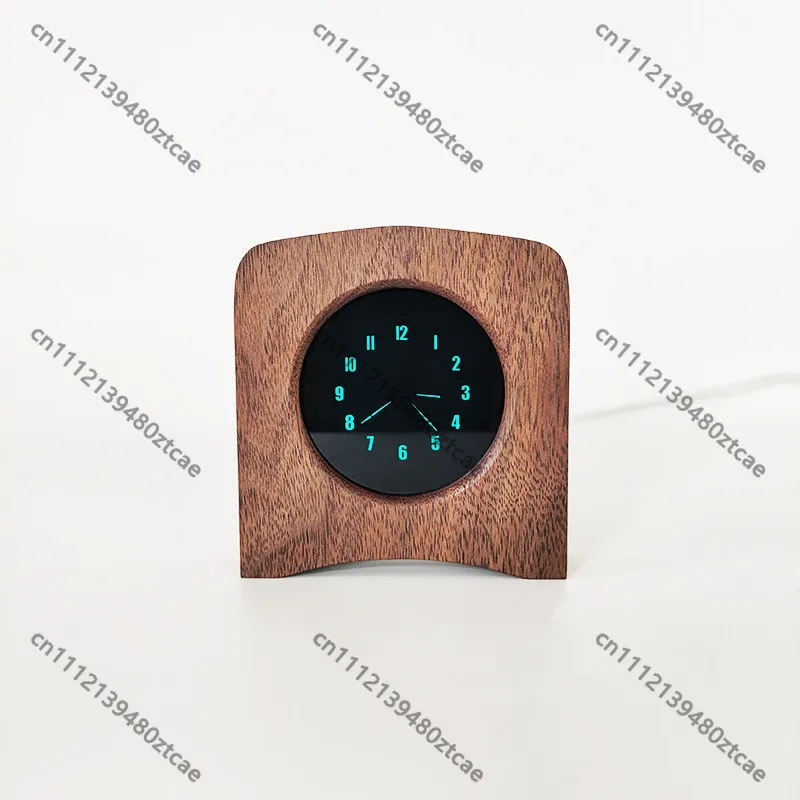 Creative Fluorescent Screen Pointer Clock WiFi & Bluetooth Vintage Desk Clock Solid Walnut Frame Multifunctional Alarm Clock