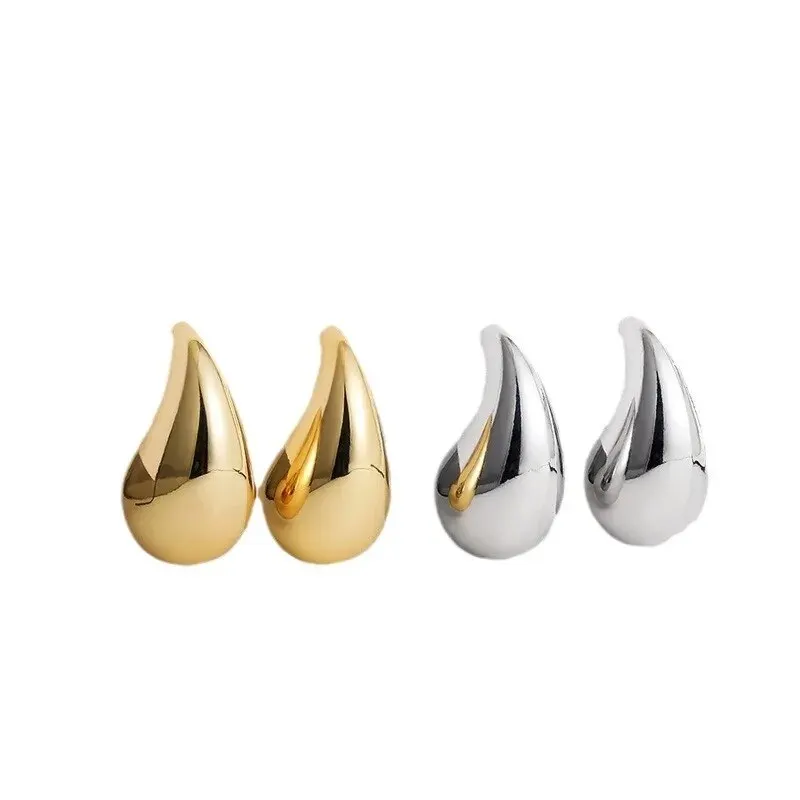 Light Weight CCB Gold Plated Water Drop Stud Earrings for Women Statement Chunky Dome Teardrop Earrings image 5
