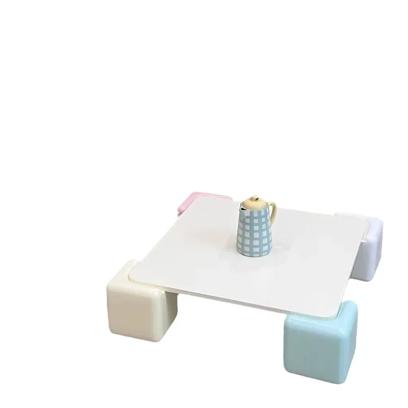 

Sugar cube, coffee table, cream style, glass tea table, modern, simple, small apartment, home, living room, wabi sandy wind
