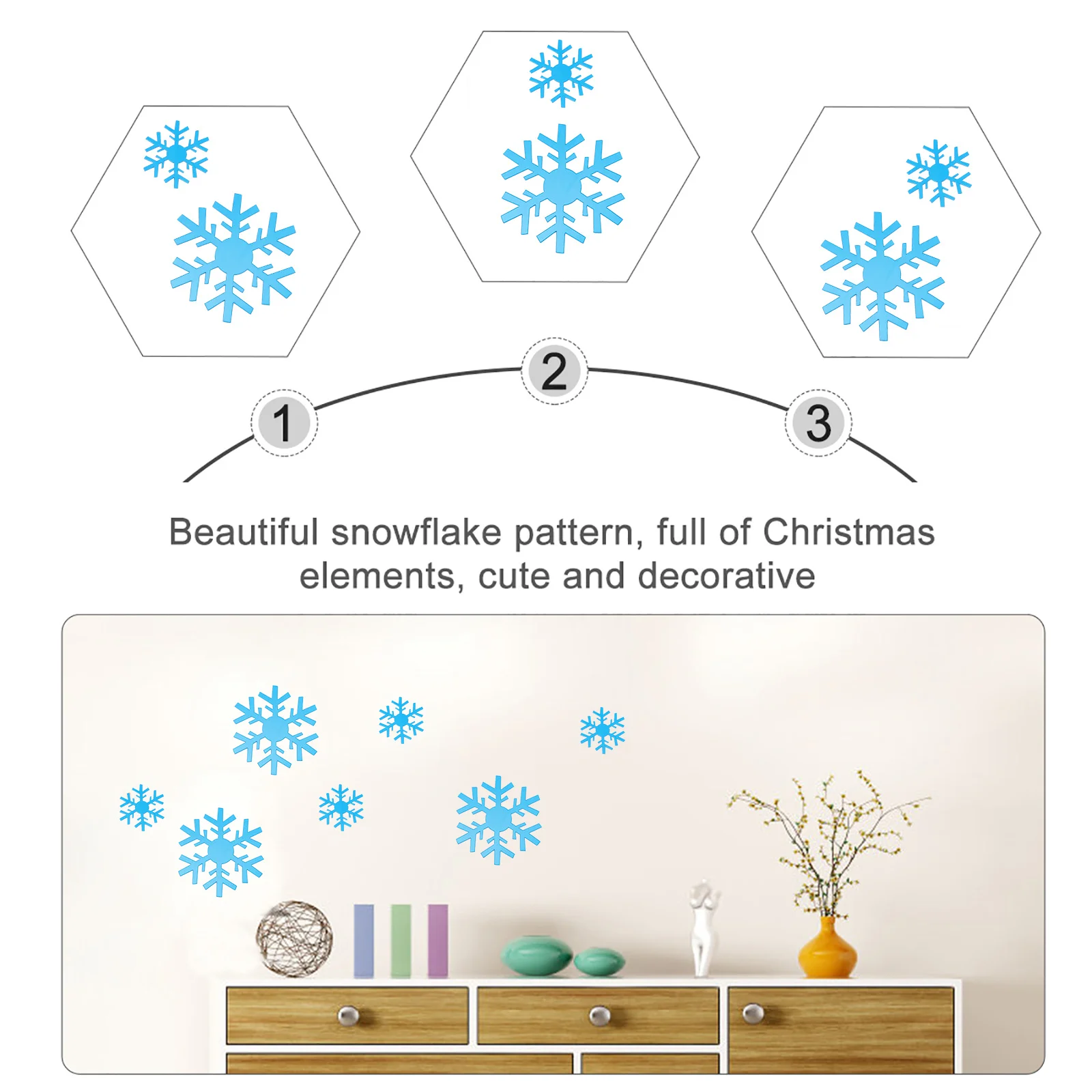 

15Pcs Snowflake Shape Stickers Mirror Effect Wall Decal Easy Apply Remove for Holiday Decor Windows Doors Christmas Wall