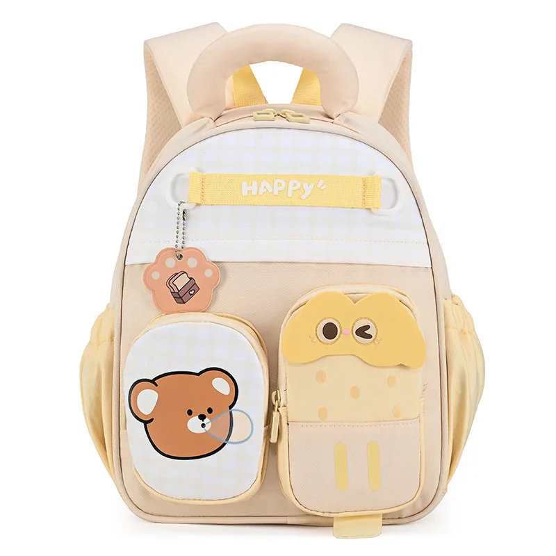 Kids Bear Backpack Boys and Girls Children School Bag Kindergarten Daypack with Multiple Front Pockets Cute Animal Print Travel