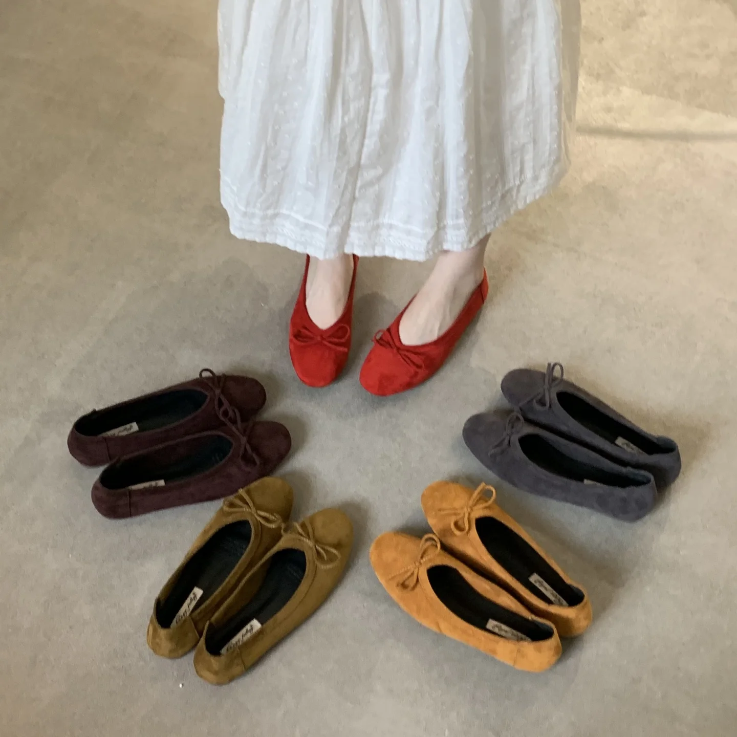 

Female Shallow Women Ballet Flats Shoes With Height Increasing Footwear Butterfly-Knot Fashion Ladies Flats Slip On Shoes