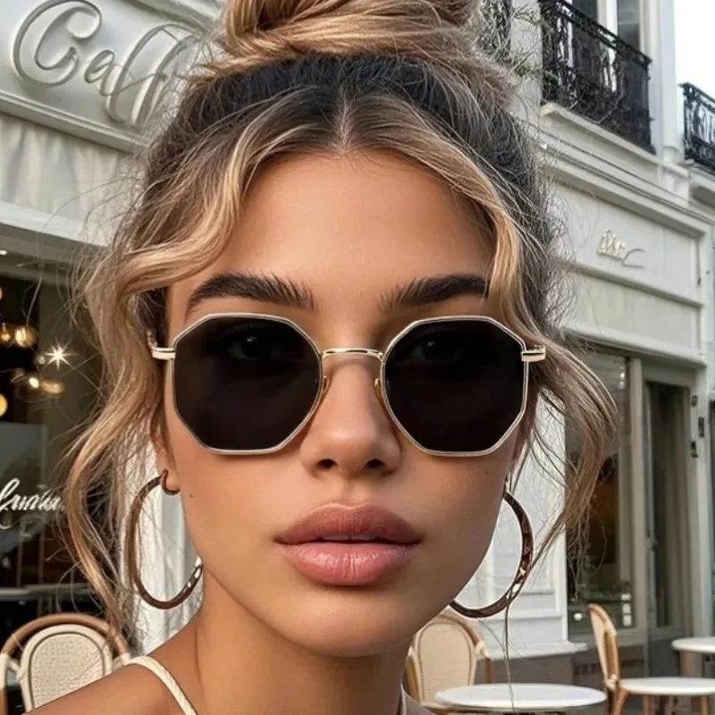 Gafas de Sol Cuadradas de Moda para Hombre y Mujer, Gafas de Sol con Marco de Metal de Diseñador, Gafas de Sol UV400, Gafas de Sol con Marco de Aleación Simple