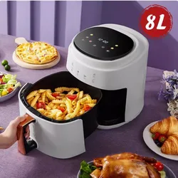 900W 110V-220V Household 8L Air Fryer No Oil Electric Fryer with Gridiron Intelligent Touch Screen Oven for Whole Chicken