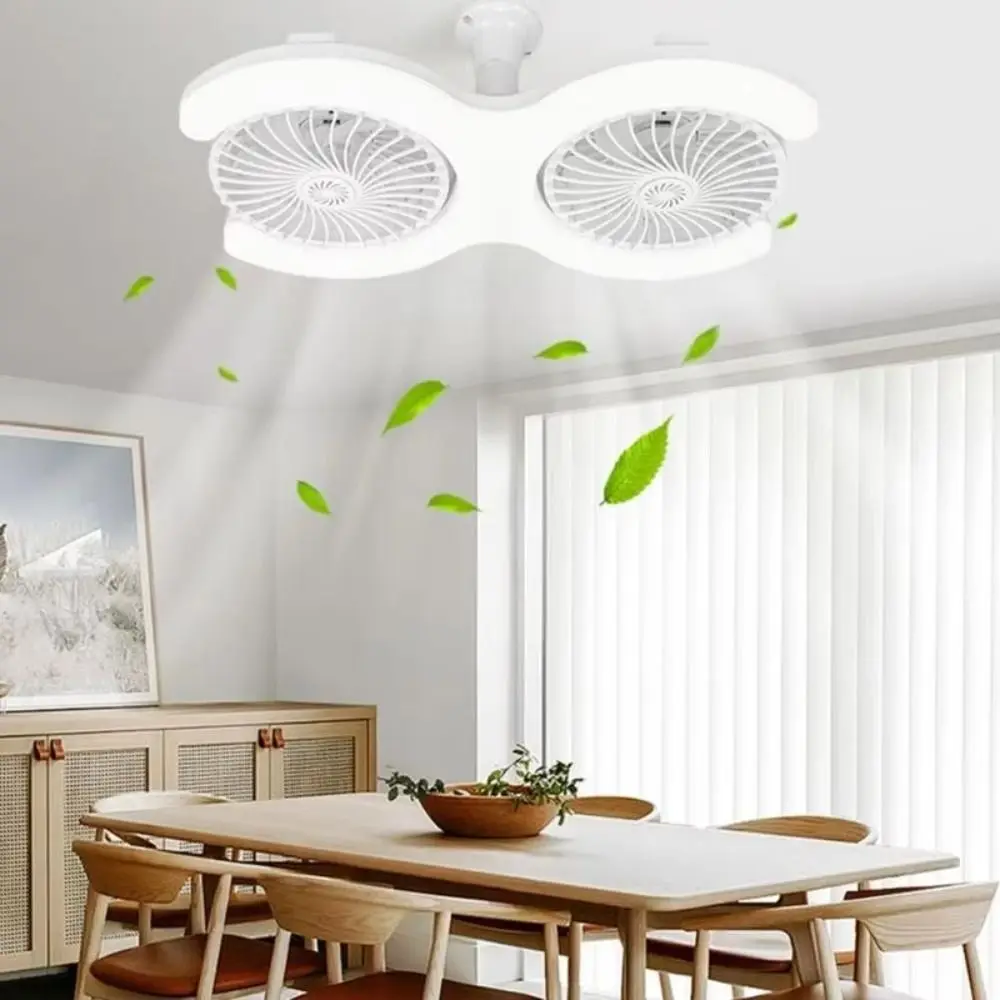 E27 Socket Fan Light Ultra-Powerful Soft Illumination Electric Fan Light Low Noise Even Illumination Ceiling Fan Light