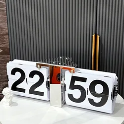 European Style Retro Mechanical Automatic Flipping Living Room Large Minimalist Home Accessories Bedroom Metal Desktop Clock G