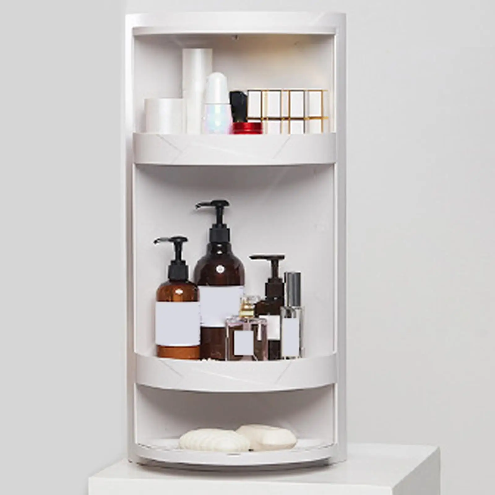 Rotating Triangle Shelf Storage Shelf Bathroom Corner Cabinet for Bathroom