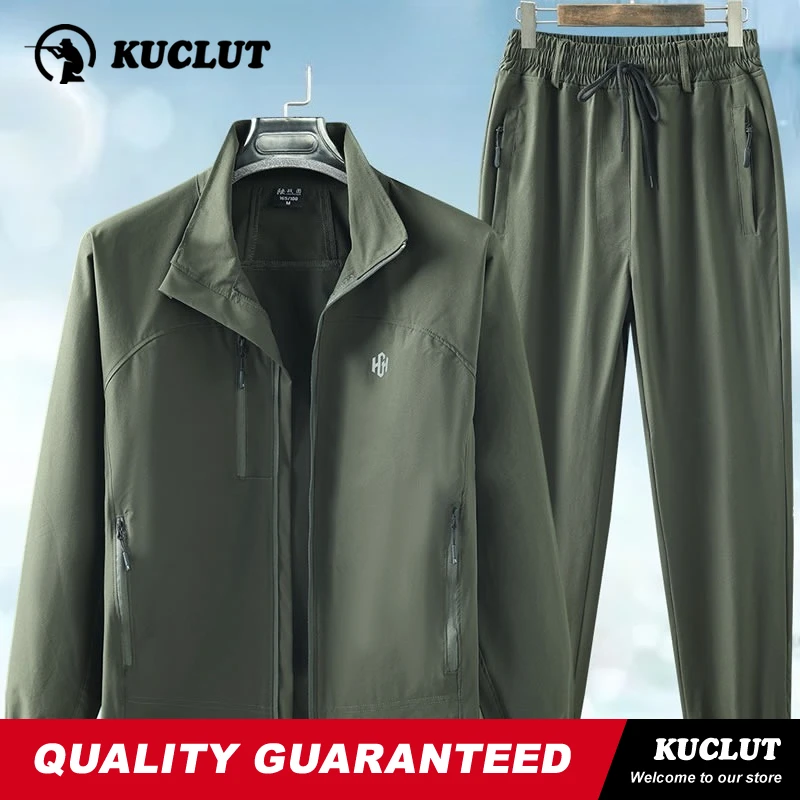 Picture 4: Summer Thin Elastic Man Sets Quick Drying Breathable Comfortable Wear Resistant Multi Pocket 2-pcs Training Camping Hiking Suits