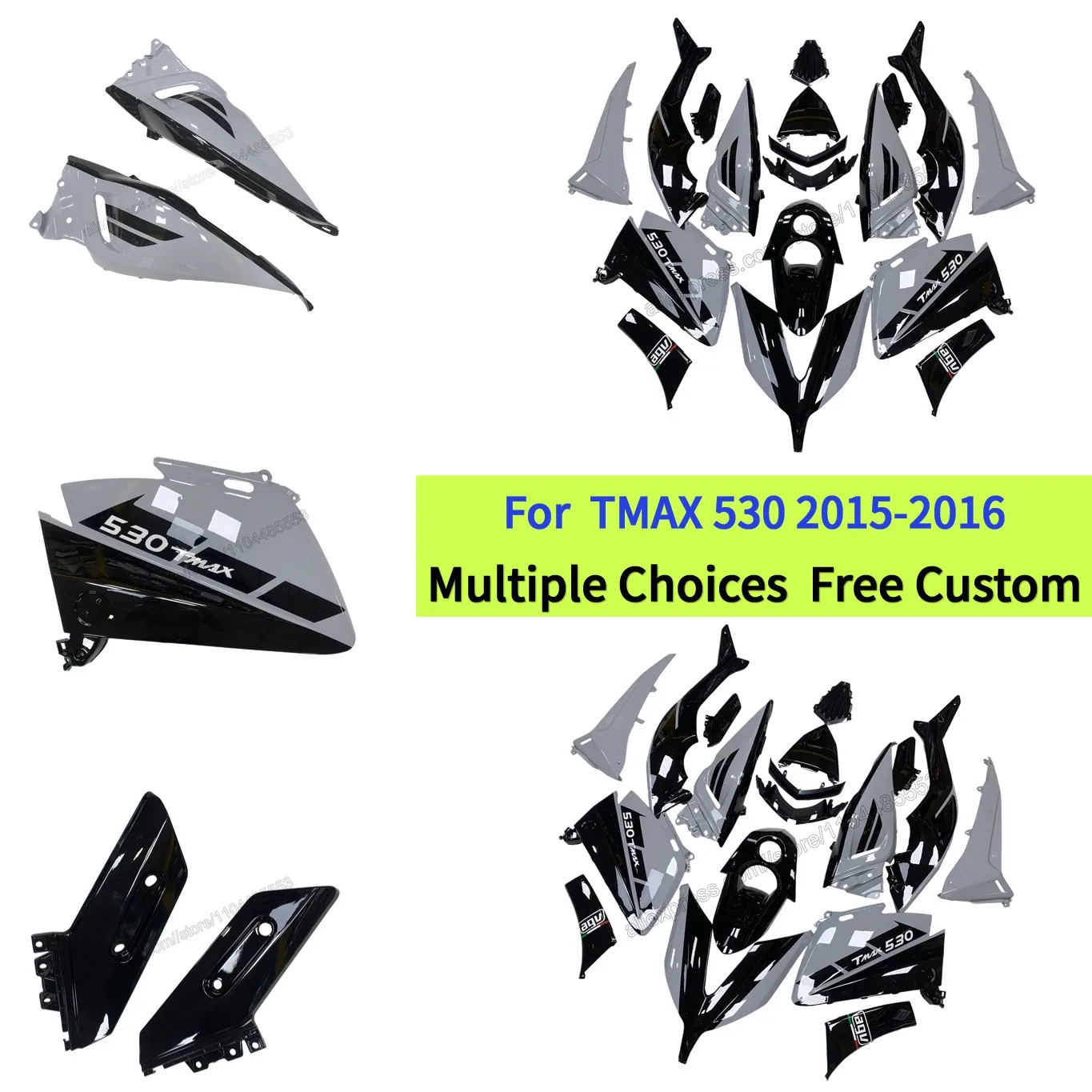 

T-max530 2015 2016 TMAX530 Fairing kit for Yamaha TMAX 530 SJ09 Motorcycle Bodywork Full Set | Glossy Narbo Grey & Black