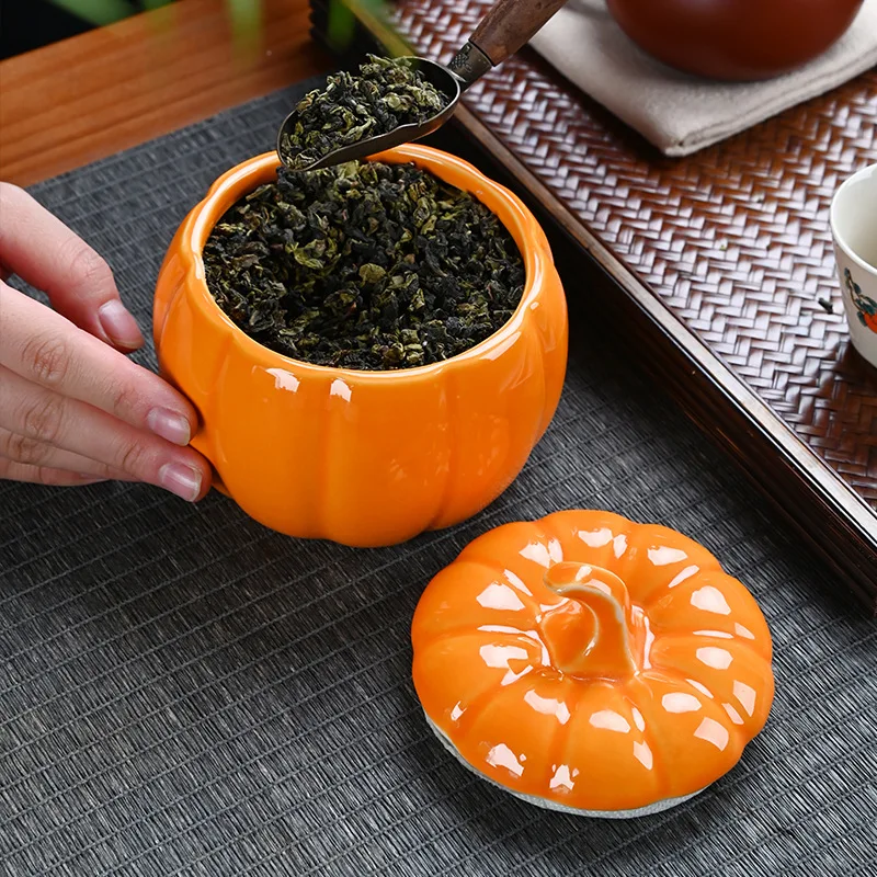Halloween Pumpkin Shaped Candy Bowl Ceramic Candy Jar Harvest Food Canisters for Party Bedroom Home Decoration Ornament Gift