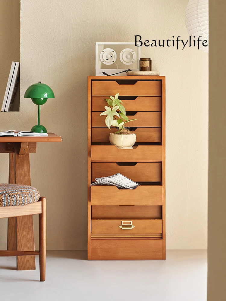 

French retro chest cabinet roller shutter file studio storage storage cabinet solid wood antique treasure jewelry cabinet