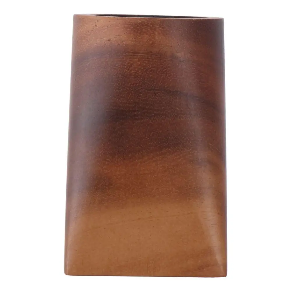 Wooden Black Walnut Pen Holder 4.52*2.36*2.28 Inches Wood Color Office Circular Pen Holder Office Supplies Organizer Office