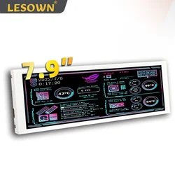 LESOWN Bar Display LCD bianco da 7,9 pollici Ampio mini schermo secondario HDMI IPS Touch 400x1280 Aida64 Monitor per custodia PC Raspberry Pi