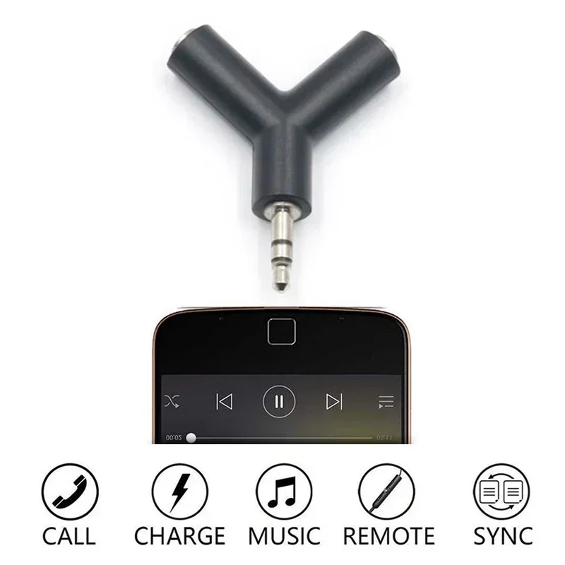 

3.5mm Headphone Splitter Adapter Audio Couples Plug 1-in-2 Y-Type Headphone Audio Converter Cable for Phones Laptops Tablets