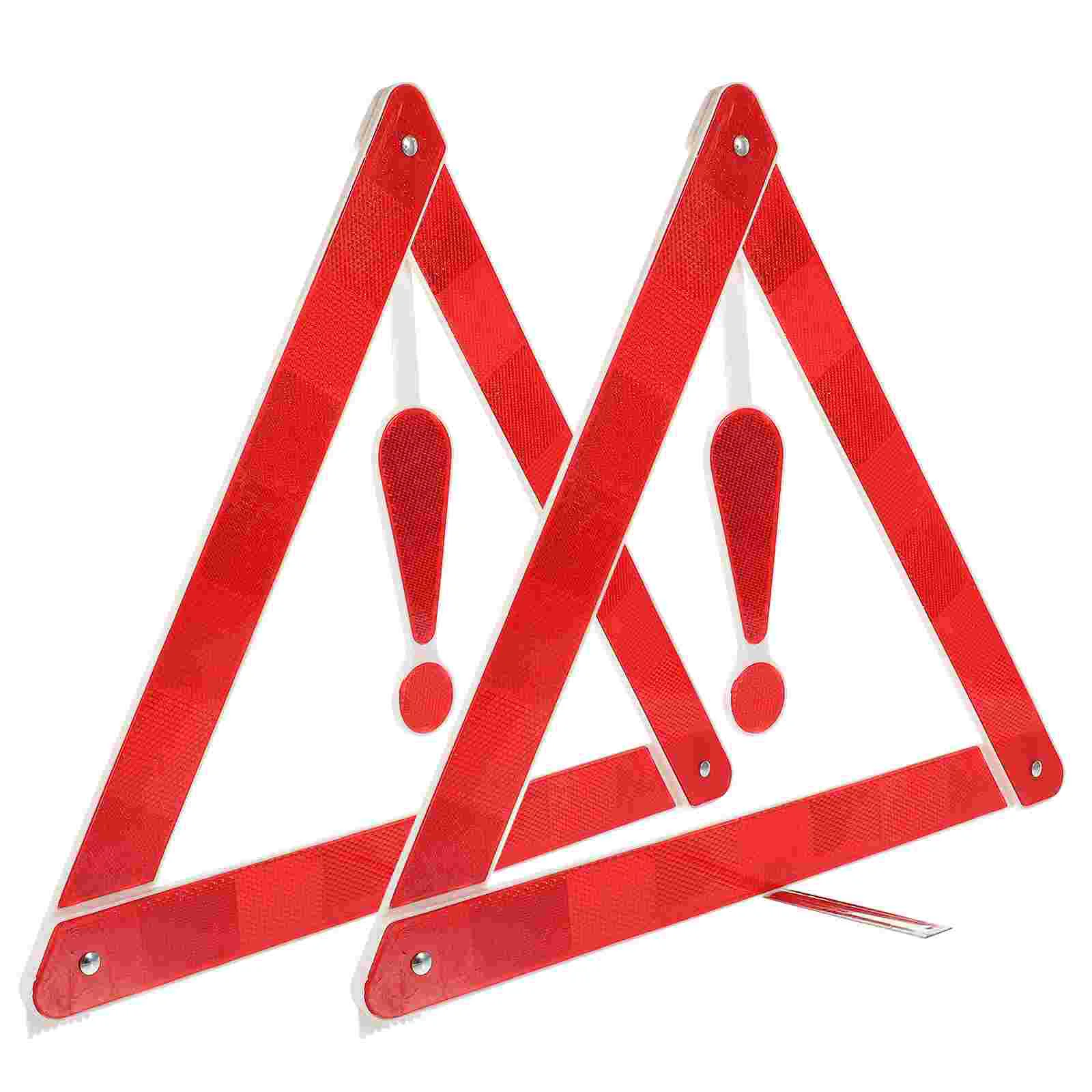 2 Pcs Reflective Warning Sign Car Road Triangles Plastic Emergency Roadside Kit for Auto