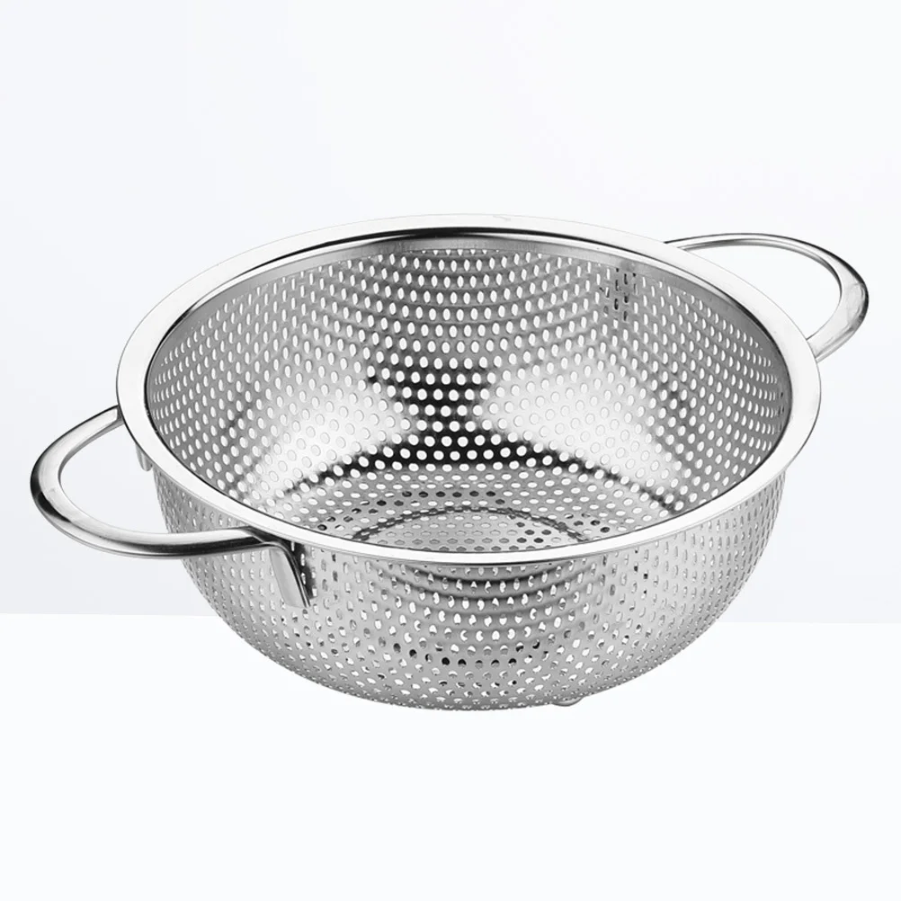 

19.4cm Colander Basket Stainless Steel Evenly Distributed Holes Prevent Food Fall Through Ideal for Rinsing Draining Cooking