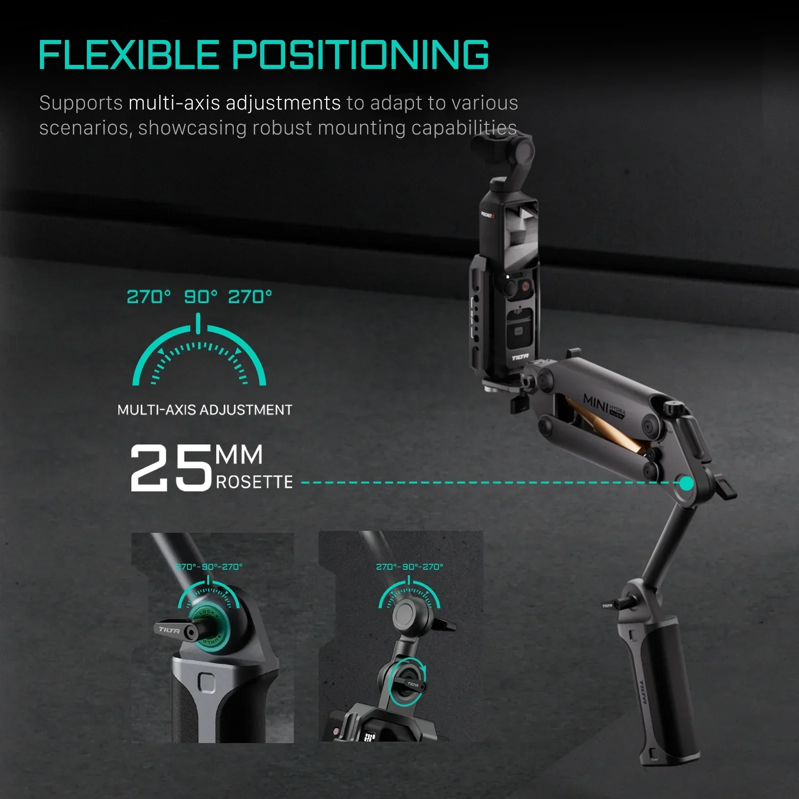 TILTA HDA-T15 Hydra Alien Mini Car Shock Absorbing Arm Car Shooting Electric Suction Cup For DJI Pocket3 Pocket4 for insta360 X4