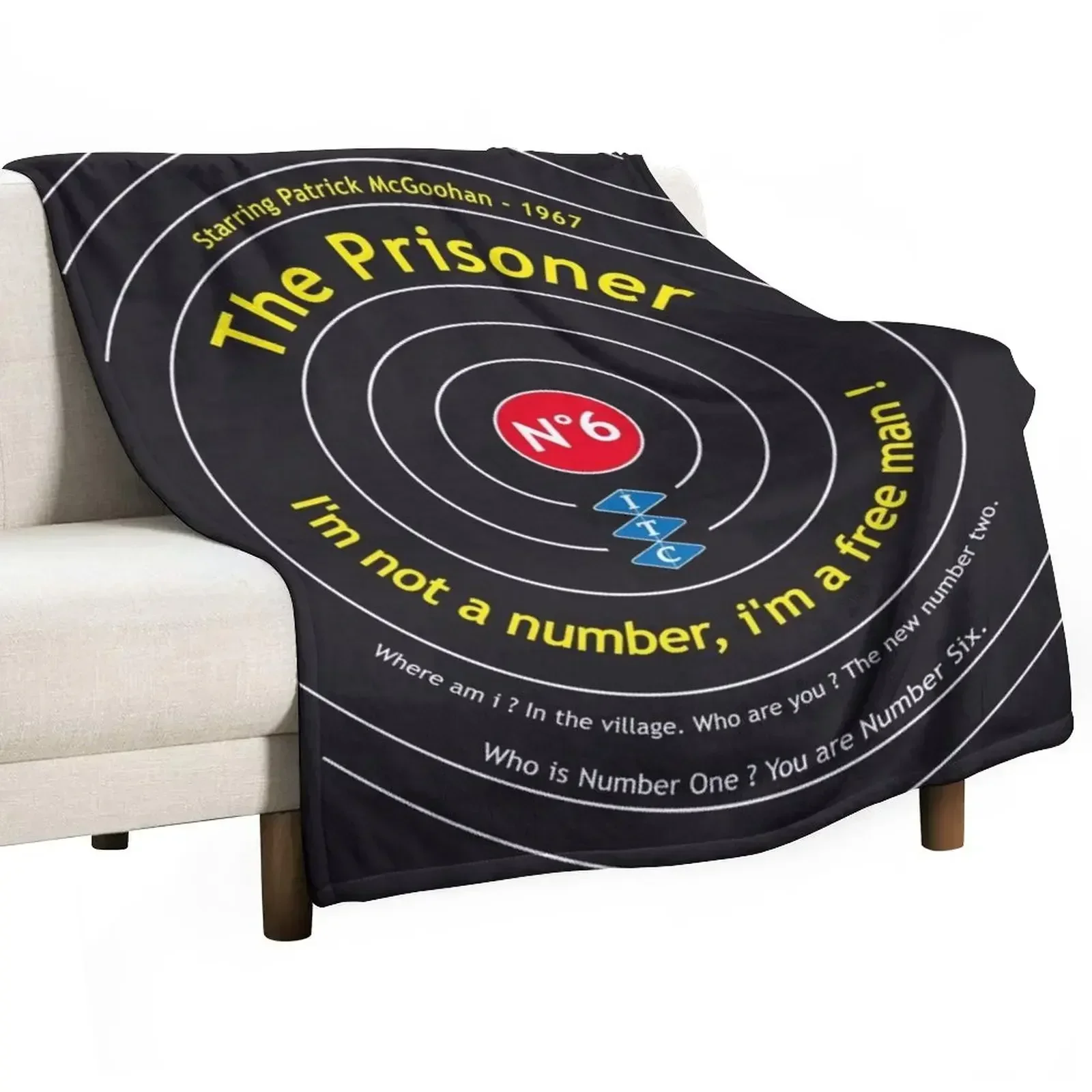 

The Prisoner Number 6 McGoohan Portmeirion Design Vintage Poster Throw Blanket manga Luxury Brand Flannels Blankets