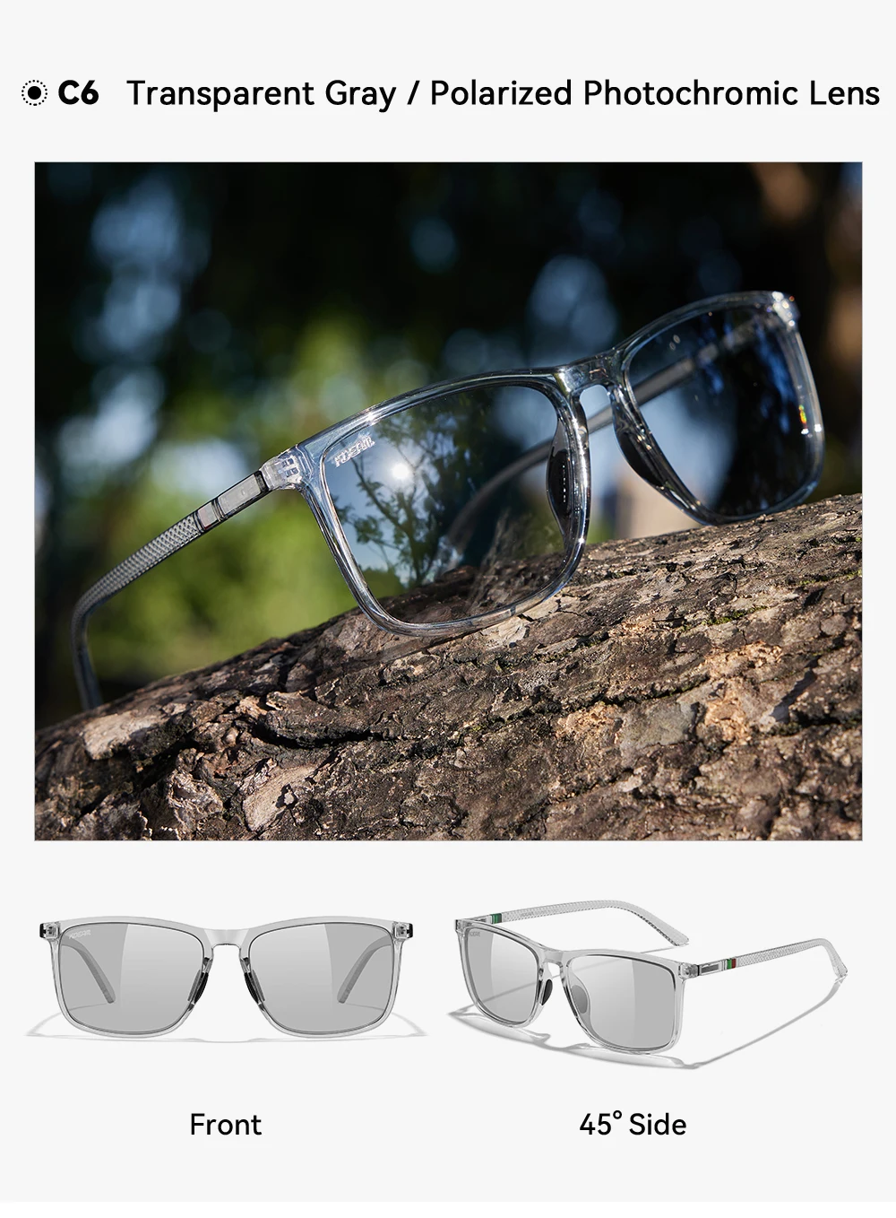 KDEAM Polarisierte Herren-Sonnenbrille, große Größe, mit photochromen Gläsern, übergroße Sonnenbrille zum Angeln, 157 mm Breite, inklusive Etui – Detail 9