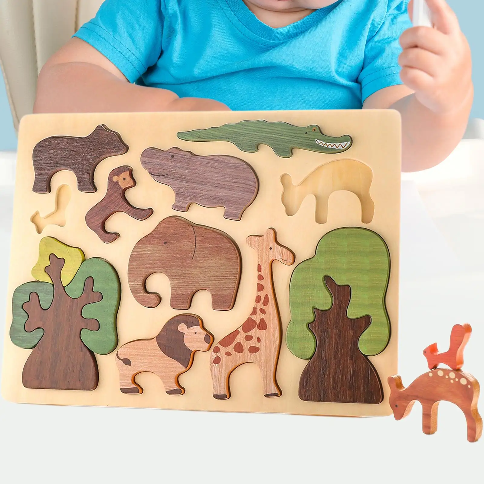 Sorting Stacking Toys Animal puzzle Early Learning Preschool Toys Brain Game Fine Motor Skills wooden Colorful for Ages 2-4