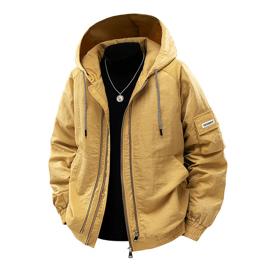 Windbreaker Jacket Men 8XL Plus Size Cargo Jacket Coat Male Fashion Casual Hooded Outerwear Camp Jackets Big Size 8XL