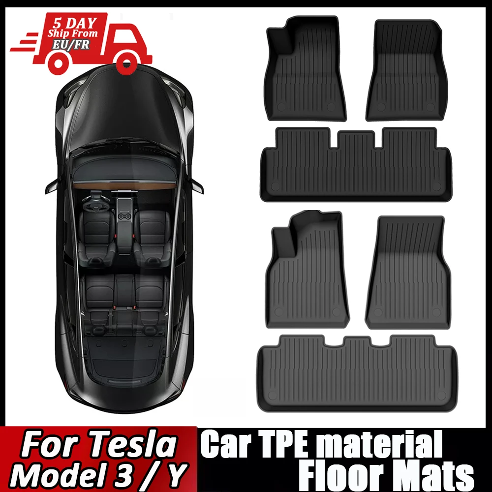 Tapis de sol de voiture TPE adapté à Tesla modèle 3 Highland modèle Y 2019 – 2023, tapis de sol pour conduite à gauche, imperméable et antidérapant