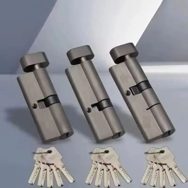 

Совершенно новый, 1 шт., твердый латунный европейский врезной цилиндр дверного замка, серый, частичный дверной замок, сердечник замка, запасные части + ключи