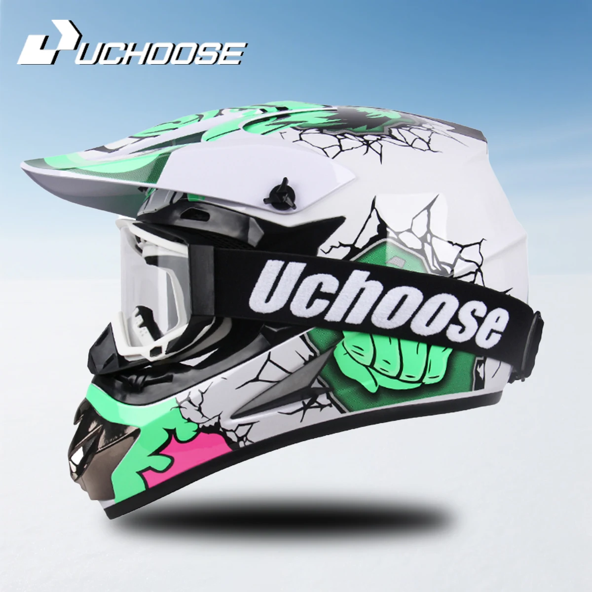 

UCHOOSE Motorcycle Helmet Professional Motocross Off Road Helm Children Off-road Casque Capacete De Motocicleta Gift Goggles