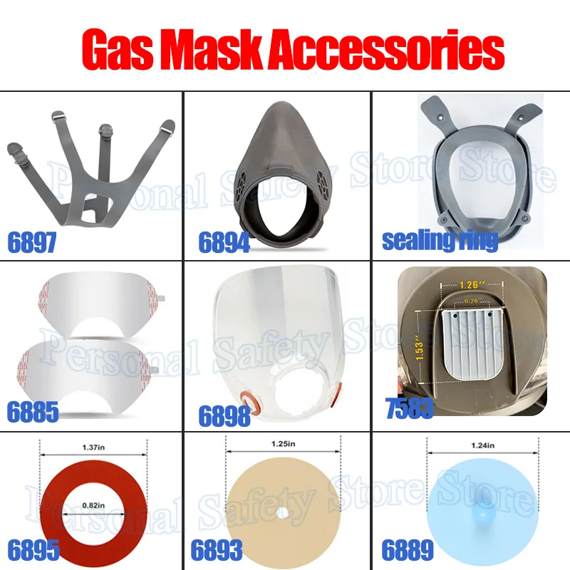 

3M 6800 Gas Dust Mask Full Face Respirator Original 6898 PC HD Anti Fog Washable Replacement Screen Headband Chemical Protection