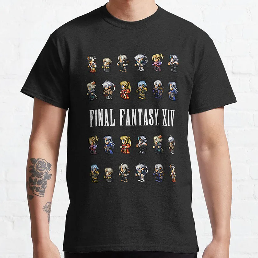 Vintage video game Final Fantasy XIV 14 - Sprites PIXEL SPRITE graphic t shirts large size Men's clothing 100% cotton tops