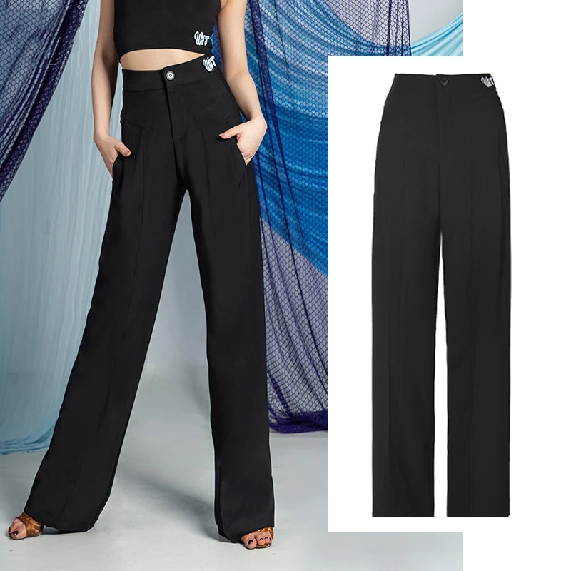 

National Standard Ballroom Dance Pants Women 2025 New High Waist Black Trousers Loose Waltz Dance Practice Clothing DNV23456