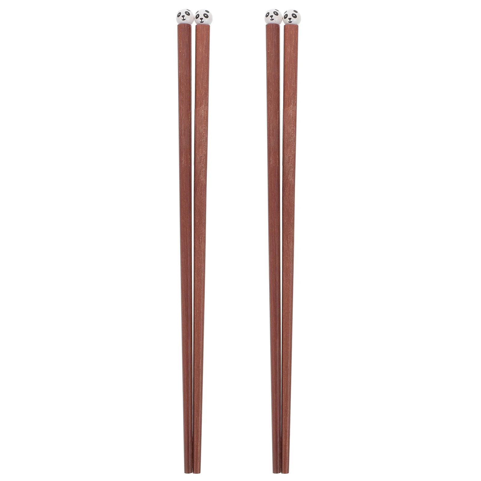 

2 Pairs Wooden Chopsticks Cute Cartoon Non slip Reusable Kids Household Restaurant Kitchen Utensils Brown Color Portable