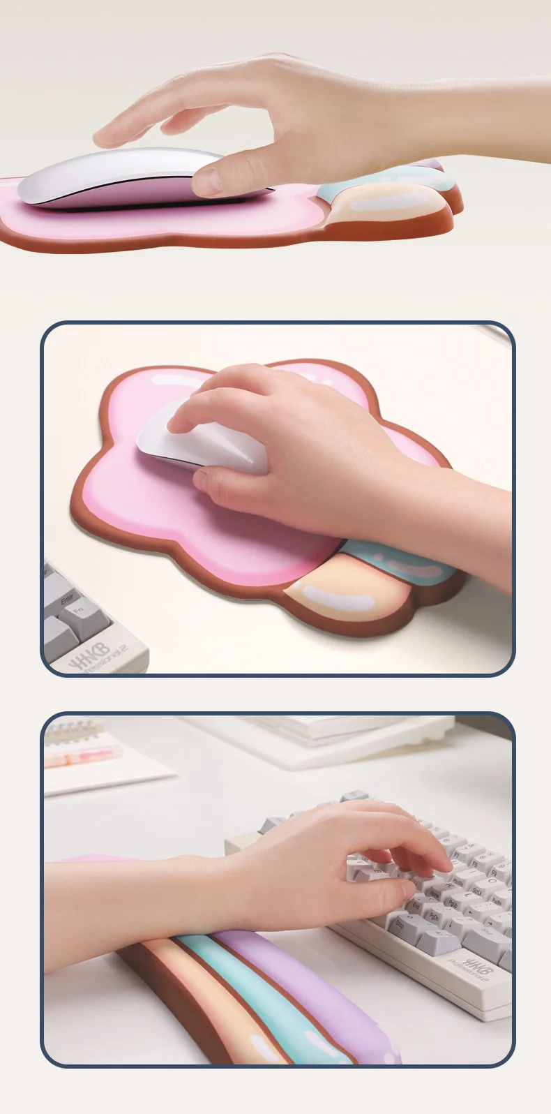 Mauspad mit Sternenmuster und Handgelenkauflage, ergonomische Schreibtischunterlage für Büro und Gaming, 4 Sternendesigns mit Farbverlaufsoptionen – Detail 2