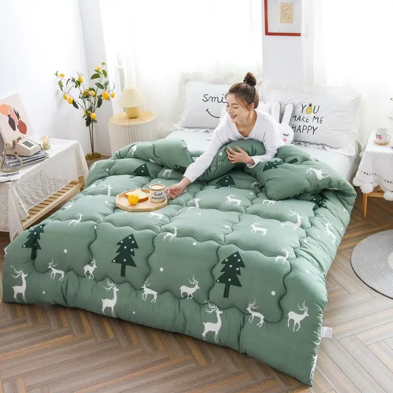 

Thickened Cottonlike Air Conditioned Quilt Spring Autumn Winter Summer Durable Fiber Bedding Comforter Gift Idea