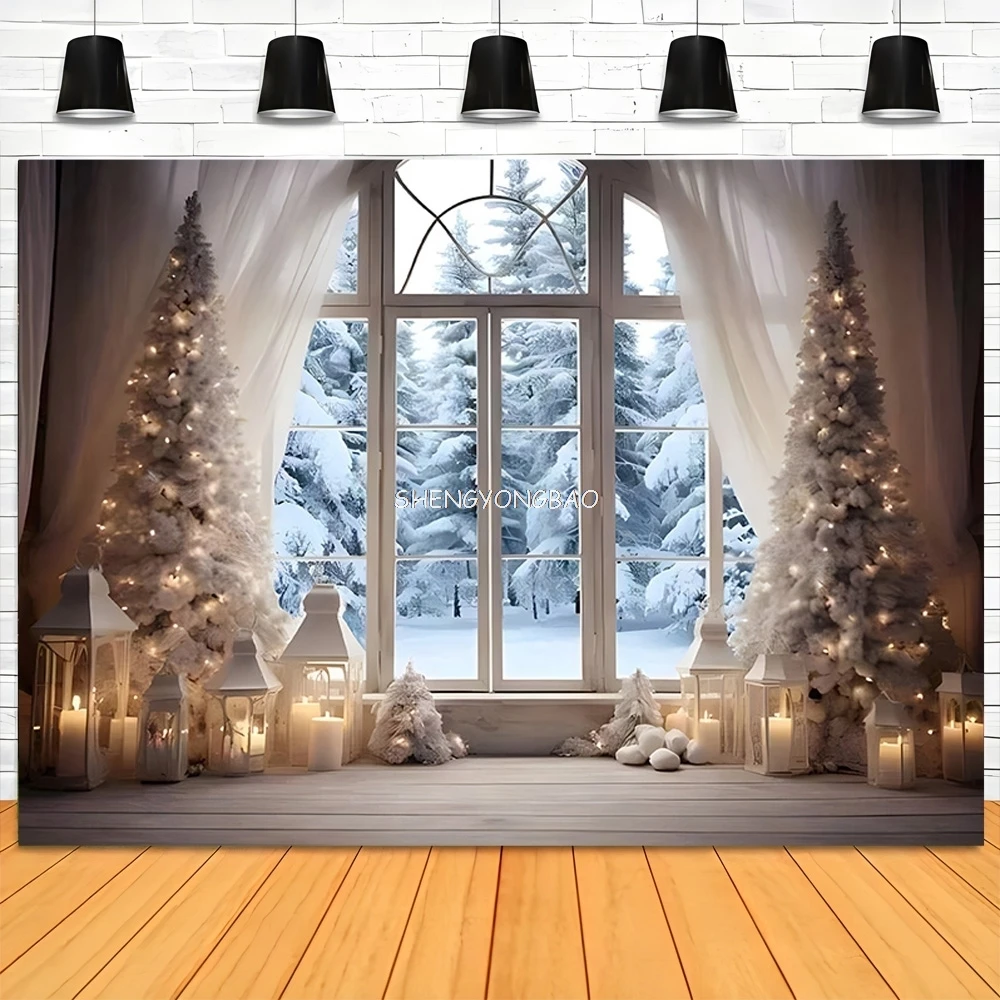 

Merry Christmas Photography Backdrops Props Fireplace Pine Candy House Decoration Winter Wonderful New Year Background RD-13