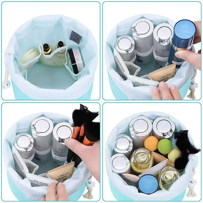 New Cosmetic Bag Fashion Round Waterproof Makeup Bag Travel MakeUp Organizer Female Storage Toiletry Kit Case,ylon High Capacity