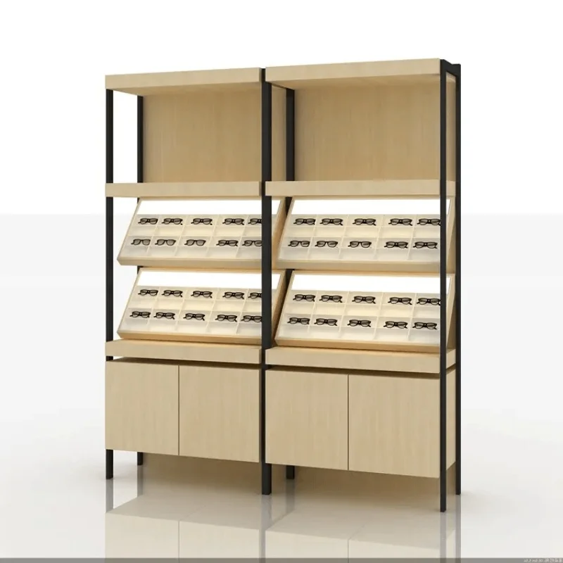 Benutzer definierte, benutzer definierte Holz brillen Display Holz 8 Slot Brillen Display mit Lichtern