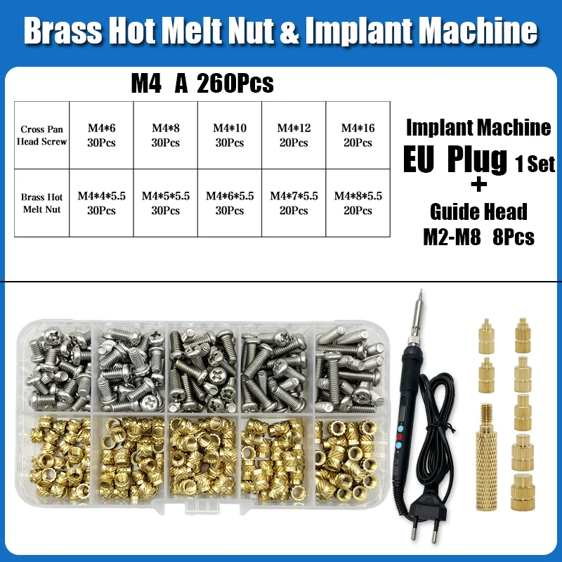 M2 m3 m4 Messing einsatz mutter Edelstahls ch raube Eisens pitze Set Wärme Heiß schmelze Rändel eingebettet Kupfer mutter Schraube des Kunststoff-3D-Druckers – Detail 15
