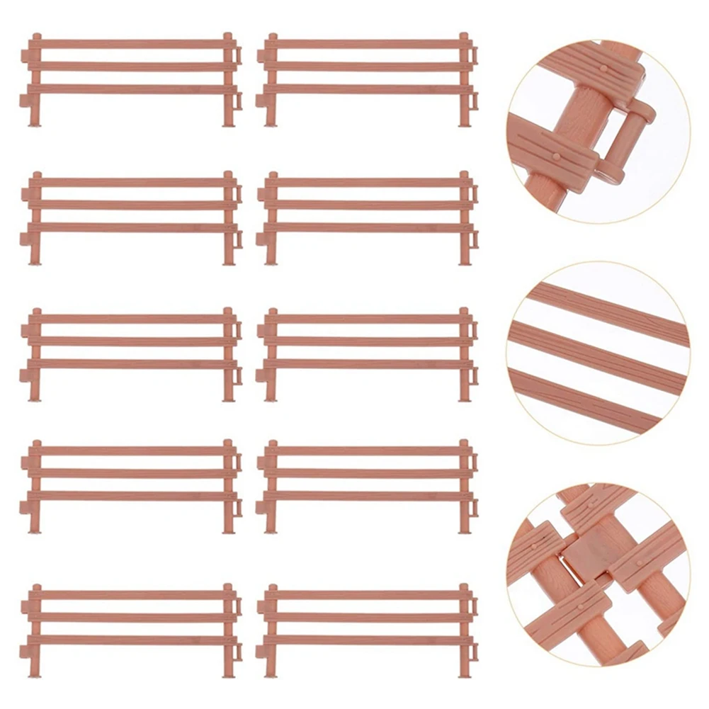 A36T-40Pcs Mini Fence Plastic Garden Fence Fairy Garden Fence Panels Plastic Fence Farm Animal Fence Tools For Kids