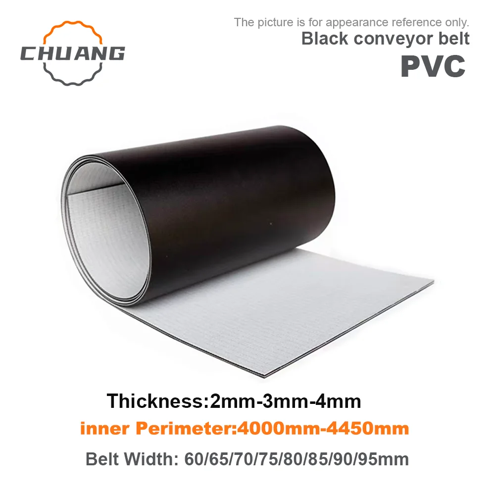 Perimeter: 4000mm-4450mm Width: 60mm -95mm Black PVC Industrial Transmission Conveyor Belt (Customizable Size)
