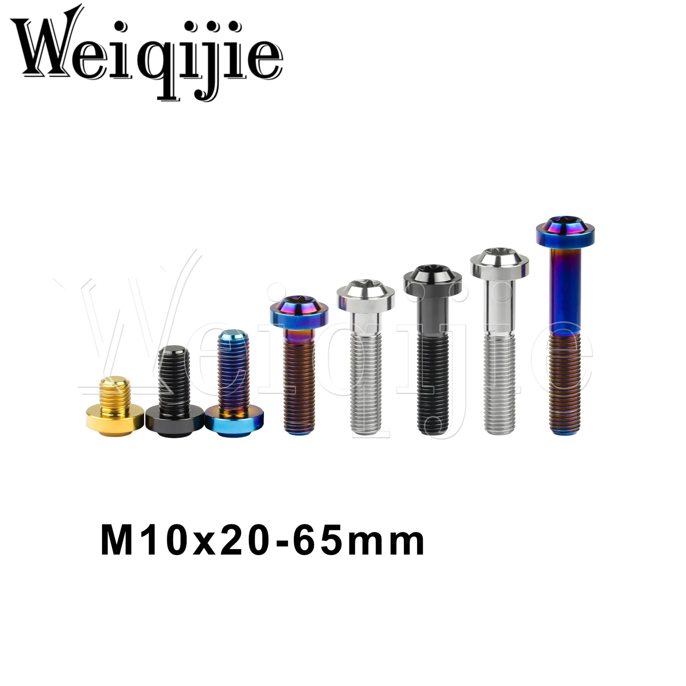 

Weiqijie 6pcs Titanium Bolts M10x20 25 30 35 40 45 50 60 65mm P1.25/1.5mm T45 Torx Screws for Motorcycle Car Modification Parts