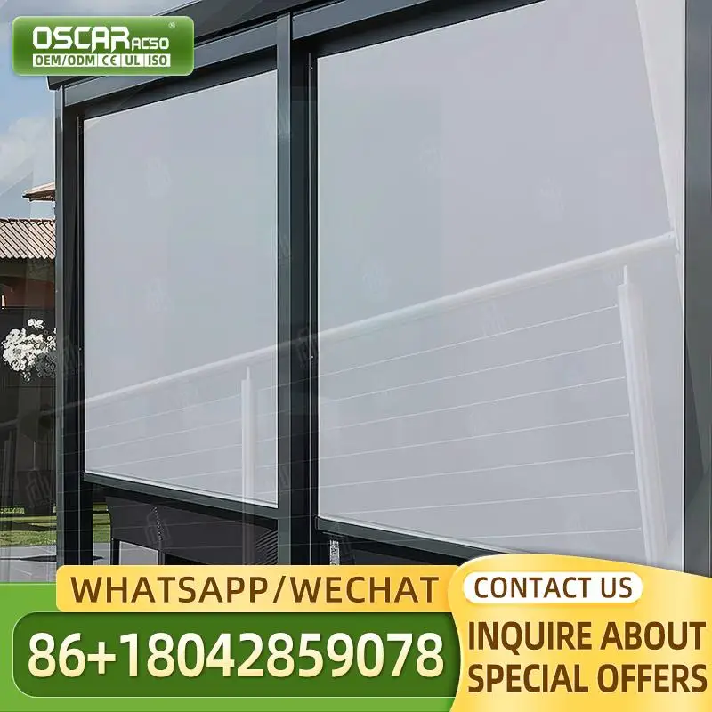 

Лидер продаж, ветрозащитные уличные рулонные жалюзи на молнии, моторизованные жалюзи для патио для сада, балкона, террасы, рулонные жалюзи