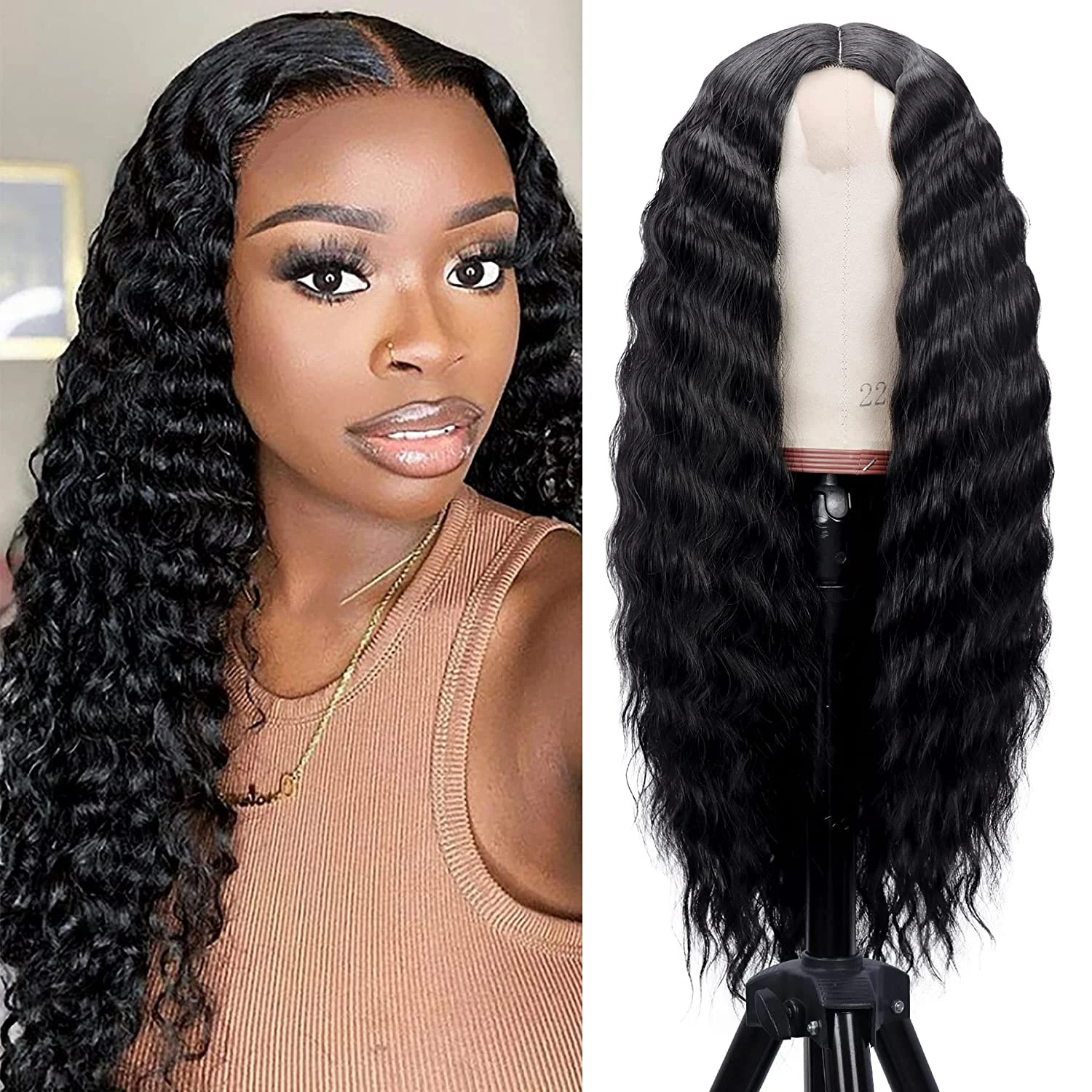 30 Inch Long Curly Synthetic Hair Wigs for Women Lace Front Wig Synthetic Curly Wigs Deep Wave Wig with Replacement Wigs