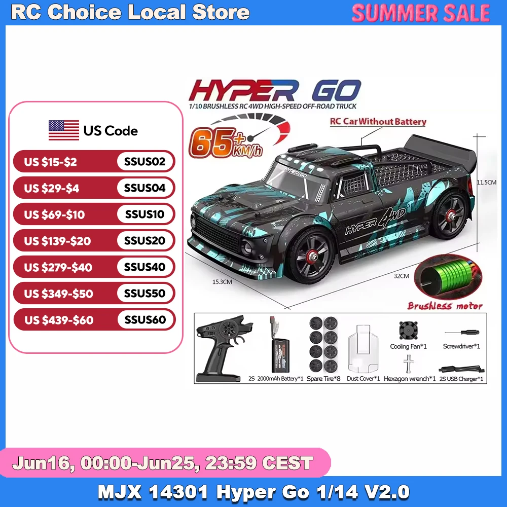 Hyper Go MJX 14301 1/14 4WD RC Car 65KM/H Brushless RC Racing Car Remote Control Cars Off-Road Truck Toy