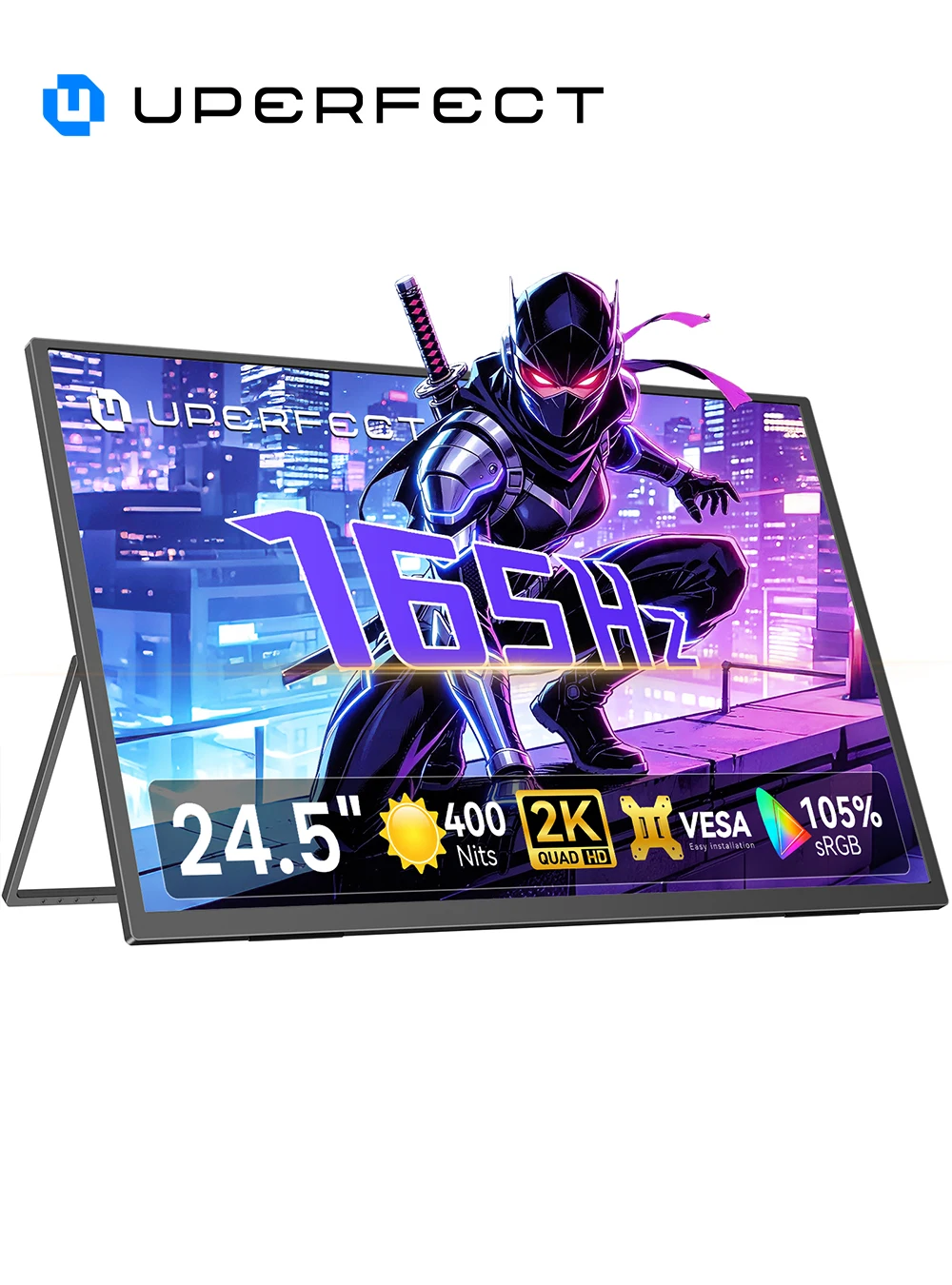 Monitor gaming Monitor portátil UPERFECT de 24,5 pulgadas, resolución 2K, 400 nits, 165 Hz, pantalla gaming con tiempo de respuesta de 1
