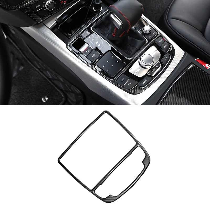 

For Audi A6 C7 A6L 2012 2013 2014 2015 2016 Carbon Fiber Car Interior Gear Shift Panel Frame / Water Cup Holder Cover Trim