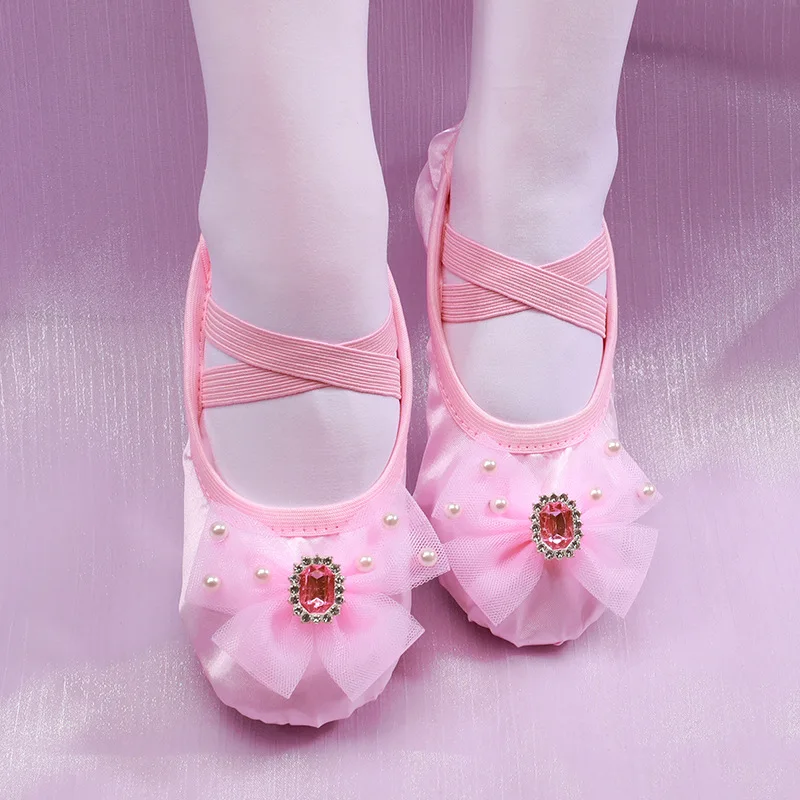 Zapatos planos de Ballet para mujer, accesorios para bailar, bailarinas rosas, zapatillas de baile para niña